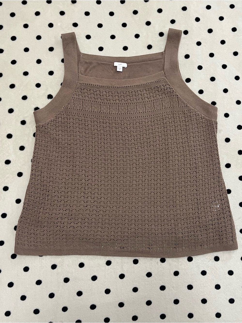 J. Jill Brown Crochet Knit Sweater Tank Top Size Medium Petite